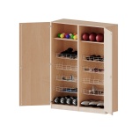 Sportschrank, 5 OH, 8 Ballkörbe, Halterungen an den Türen, B/H/T 140,6x190x60cm 